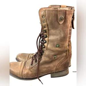Steve Madden 10 CHEVIE Hipster Leather Lace Up Southwest Pattern Lined Shoes thumbnail 5