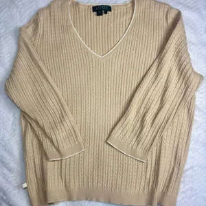 Ralph Lauren Women's Tan V-Neck Sweater thumbnail 1