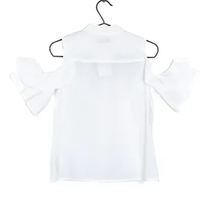 Abercrombie & Fitch Cut Out Shoulder White Button Down Cotton Top(Size Medium) thumbnail 2