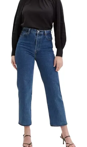 Levis Premium Ribcage Straight Ankle Jeans Blue W29 L27 High Rise Button Fly thumbnail 1