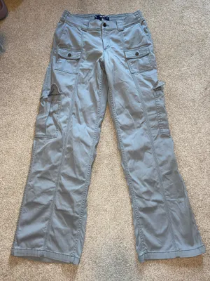 Hollister Women's Low-Rise 4-Pocket Cargo Baggy Pants For Blue Grey thumbnail 2