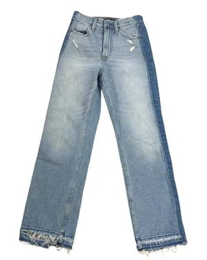 Abercrombie & Fitch Zoe Straight Jeans 25 0R Blue‎ Two Tone Side Stripe Y2K Boho thumbnail 1
