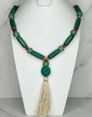 Chico's Faux Turquoise Tassel Pendant Necklace 34.25-38.25in ✨ thumbnail 1