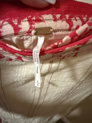 Free People Cream Maxi Wrap Skirt with Red Trim thumbnail 4