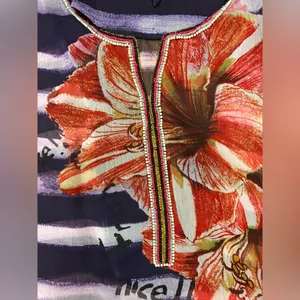 Desigual Estrella swimsuit coverup tunic beaded purple M/L thumbnail 4