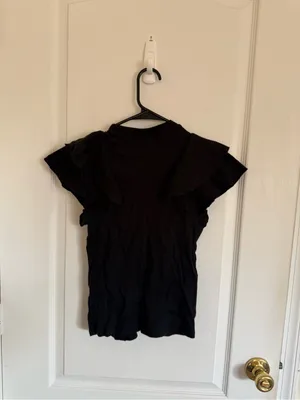 Veronica Beard Bea Black Ruffle Blouse thumbnail 5