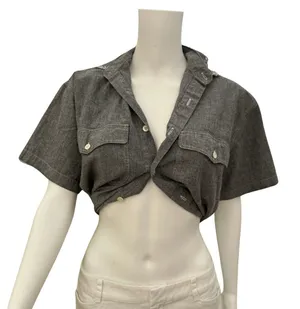 Vintage 1980s JG Hook Grey Denim Short Sleeve Top Medium thumbnail 1