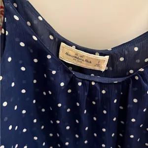 Navy Polka Dot Floral Trim Dress thumbnail 2