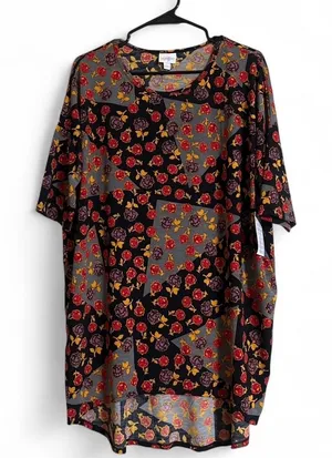 LuLaRoe Tunic Top Sz L IRMA Floral Print High/Low Hem Short Sleeves Oversized thumbnail 1