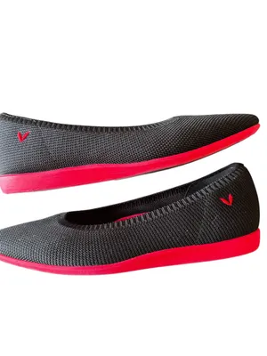 VIVAIA - Black Pointed Toe Knit Ballet Flats Red Sole Sz 35.5/5.5 thumbnail 9
