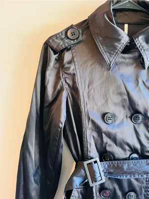 Noblita Classic Double-Breasted Black Trench Coat with Belt XS thumbnail 2