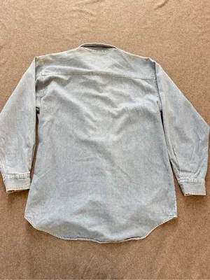 Light Wash Utility Denim Button-Down Shirt chest Pockets Plus Sz 1XLarge thumbnail 2