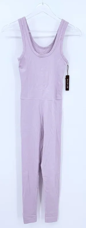 SET Active Sportbody Sportysuit Jumpsuit Lilac Purple Scoop Neck Unitard XS NEW thumbnail 1
