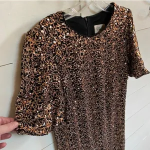 Eliza J Womens Bronze Black Sequin Puff Sleeve Shift Mini Dress‎ Size 10 thumbnail 8