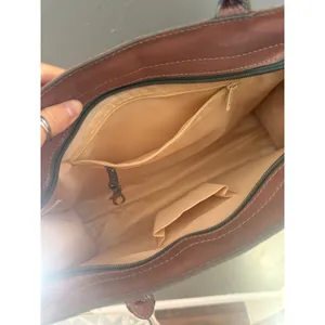 Floral Tooled Leather Satchel Handbag‎ 3D Butterfly Applique Brown Boho Tote thumbnail 6