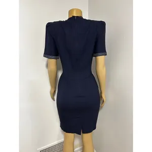 Positive Attitude Petite Vintage Navy Blue Polka Dot Bow Sheath Dress Sz 5/6 thumbnail 3