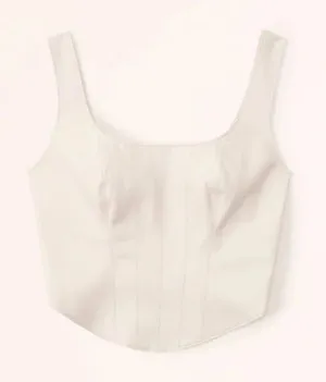 Abercrombie Women’s Vegan Leather Corset Top in Beige Size XL thumbnail 1