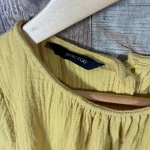 Dokotoo Gauze Babydoll Dress Large Mustard Yellow Puff Sleeve Cottagecore thumbnail 3