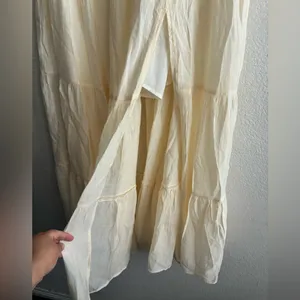 Windsor Cream Front Slit Tiered Maxi Skirt S thumbnail 6