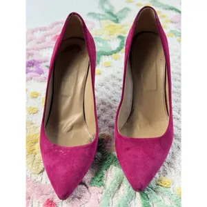 J.Crew Magenta Pink Suede Pointed Toe Stiletto Pumps Made in Italy Size‎ 8.5 thumbnail 6
