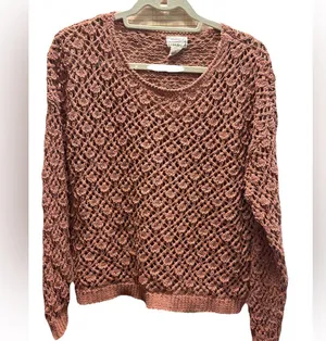 Artelier Nicole Miller Crochet Terracotta Sweater thumbnail 1