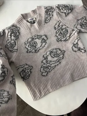 Baum und Pferdgarten ‘Cherika’ Wool Knit Rose Print Chunky Sweater S Gray thumbnail 3