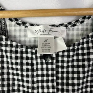 Tilly's White Fawn Black & White Square Plaid Button‎ Front Mini Dress M thumbnail 4