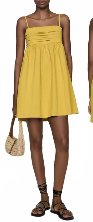 Mango Draped Neckline Dress NWT Yellow Size 2 / XS thumbnail 1