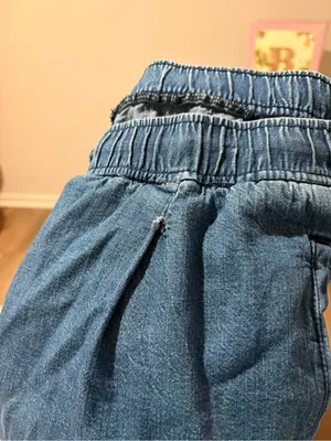 Old Navy straight leg Billie drawstring pull on trouser pants denim blue size XL thumbnail 10