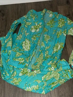 Malabar Bay by Jaye's Women's Turquoise & Green Pajama Set - XL thumbnail 2