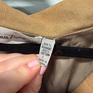 Adam Douglass Vintage L Tan Ramie Cotton Single Button Blazer Jacket thumbnail 3