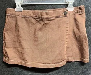 Brown Mini Skort Womens Faux Wrap Denim Style‎ Casual thumbnail 1