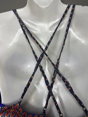 Ecote Dress Womens Large Blue Floral Criss Cross Back Slip Sundress Strappy Boho thumbnail 6