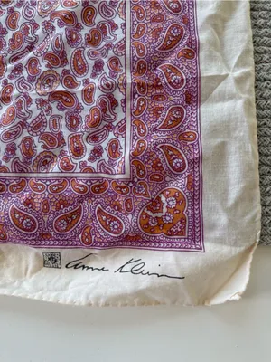Anne Klein Pink and Orange Paisley Cotton Bandana Scarf thumbnail 4