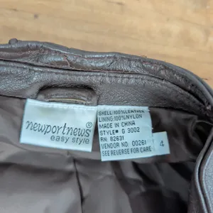 Newport News Vintage Ladies' Scrunch Waist Brown Leather Jacket 4 thumbnail 2