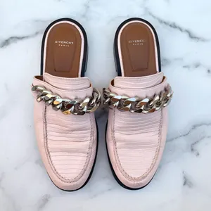 Givenchy 20mm women’s pink lizard embossed chain loafers mules size IT 37 US 7 thumbnail 13