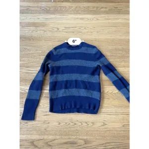 Banana Republic blue and gray wide striped long sleeve pullover sweater size M thumbnail 13