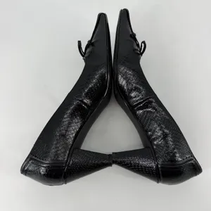 J Renee Black Reptile Square Toe Bow Heels 11W Romantic‎ Goth thumbnail 5