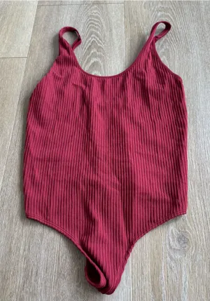 aerie Ribbed Red Tank Top Bodysuit thumbnail 1