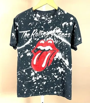 The Rolling Stones Size Small Graphic Band Tee Music Rock Bleach Dye Paint thumbnail 1