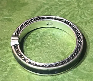 Gucci Interlocking G Enamel Thin Ring Black Ag925 thumbnail 3
