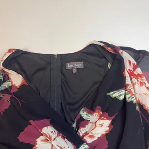 Luxology Women Black Floral Wrap Maxi‎ Dress Flutter Sleeve High Low Hem Wedding thumbnail 11