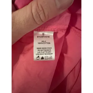 BURU Pink Cotton Puff Sleeve Tiered‎ Square Neck Midi Dress Size S Preppy thumbnail 7