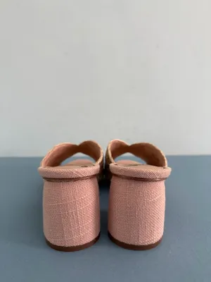Sam‎ Edelman Sareen Seashell Pink Woven Raffia Block Heel Mule Sandals thumbnail 7