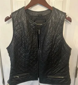 Limited Vest Womens large Black Leather Zip Front Pockets Biker Vintage 90s thumbnail 1