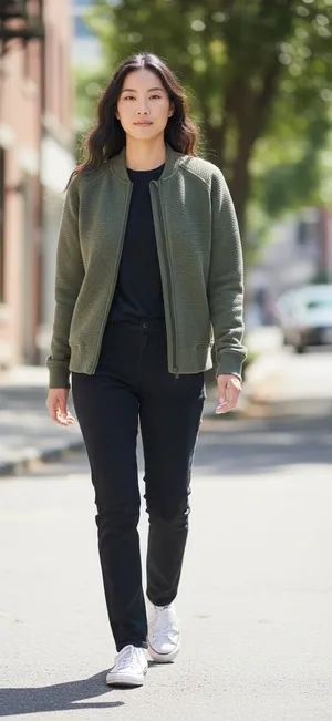lululemon athletica Olive Quilted Bomber Jacket - Women's size 6 thumbnail 1