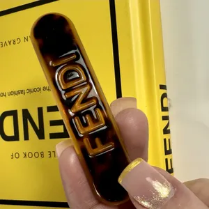 Fendi Brown Tortoise Logo Hair Clip thumbnail 3