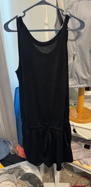 Black Sleeveless Drawstring Waist romper - Women thumbnail 1