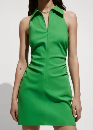 NWT Mango Green Zipper Shirt Dress thumbnail 1