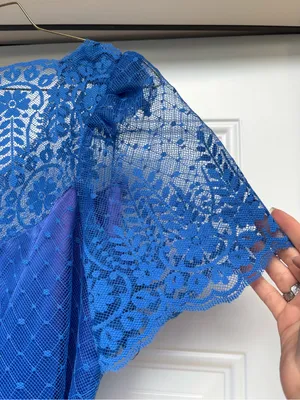 Vintage 70’s blue lace overlay formal fit and flare full length dress thumbnail 3